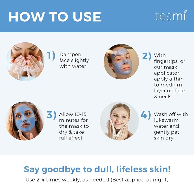 Teami Beauty Facial Mask - Moisturizing Face Mask Skin Care - Anti Acne & Blackhead Remover with Butterfly Pea Flower & Kaolin Clay - Deep Cleansing Face Mask for Oily, Dry, or Sensitive Skin