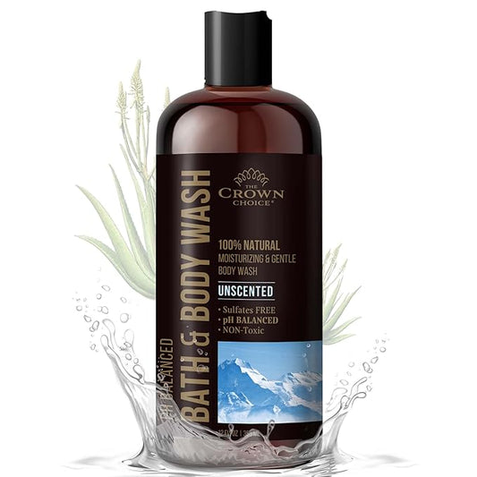 Natural Body Wash for Women, Men & Kids - Fragrance Free Body Wash - 12oz pH 5.5-Best pH Balance-Liquid Soap for All Skin Types-Moisturizing Sulfate & Chemical Free Shower / Bath Liquid Gel (1 PK)