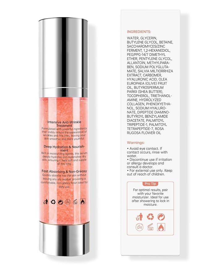 Be Glossy Body Serum for Wrinkles, Anti-Aging Hydrate & Plump With Hyaluronic Acid, Vitamin E, Glycerin and Shea Butte, Peptides, Tighten and Lift Serum 100ML/3.38 Fl Oz