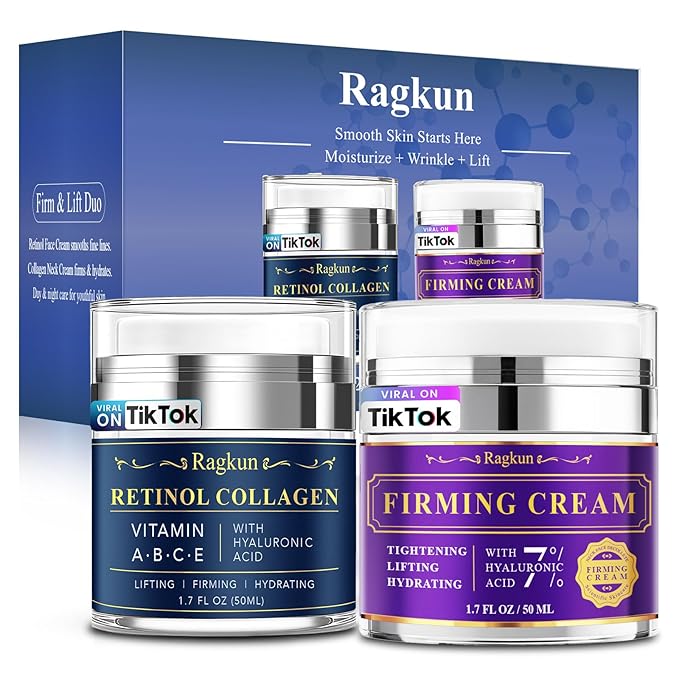 Retinol Cream for Face, Collagen Neck Creams for Tightening and Firming, Anti Aging Day & Night Facial Moisturizer for Women & Men, Instant Face Lift Wrinkle Cream 1.7 fl. oz with Neck Creams