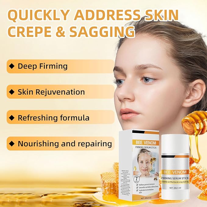 Bee Venom Firming Serum Stick, 2PCS Anti-Aging Face Cream, Lifts and Tightens the Skin, Hydrating, Lifting & Restoring Skin Elasticity, Bee Venom Body Tightening Cream for Women & Men