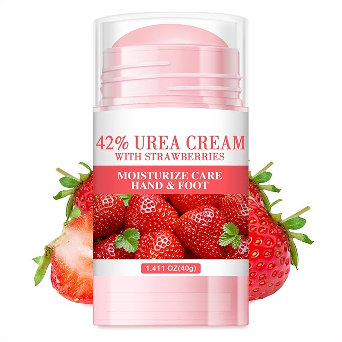 60% Urea Cream - 1.41 oz Strawberry Foot Hand Cream Stick for Dry & Cracked Feet Elbows Knees Heels Hands, Hydrates & Nourish Foot Care for Softening and Moisturizing, Removing Calloused Skin