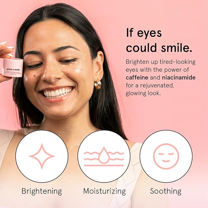 grace & stella Under Eye Cream for Dark Circles - Caffeine Eye Cream Anti Aging for Wrinkles - For Undereye Brightening, Puffiness, Wrinkles and Bags - Made in USA, Vegan (0.46 oz/13 g)