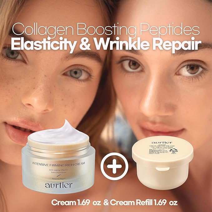 Intensive Firming Rich Cream & Refill, Anti-Aging Moisturizer with Collagen Peptides EGF Hyaluronic Acid for Wrinkle Smooths, Firming, Lifting & Deep Hydration 1.69 Oz * 2ea