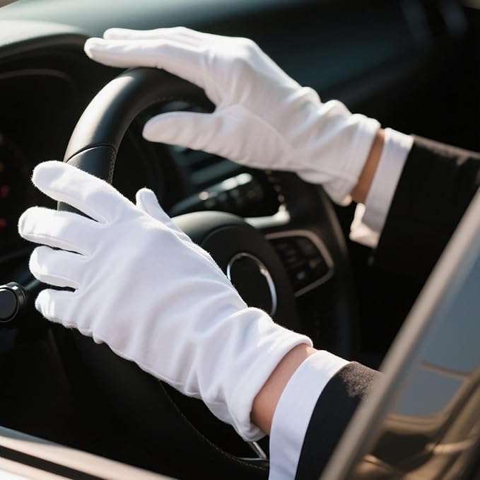 100% White Cotton Gloves for Dry Hands, Moisturizing & Eczema Overnight, Work Gloves Liners, Ideal for Sleep & Spa Treatment, Coin Jewelry Silver Inspection, Medium, One Size, 3 Pairs