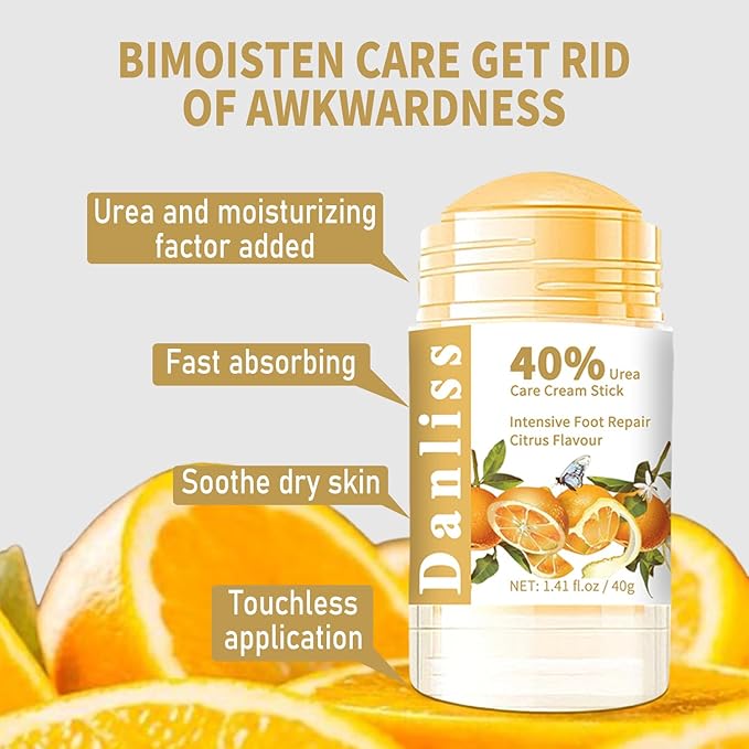 Urea Cream Stick 40 Percent, Heel Balm, Urea Hand Cream Stick and Foot Cream for Dry Cracked, Cracked Heel, Moisturizer for Dry Skin Care 1.41 Oz (Citrus Flavour)