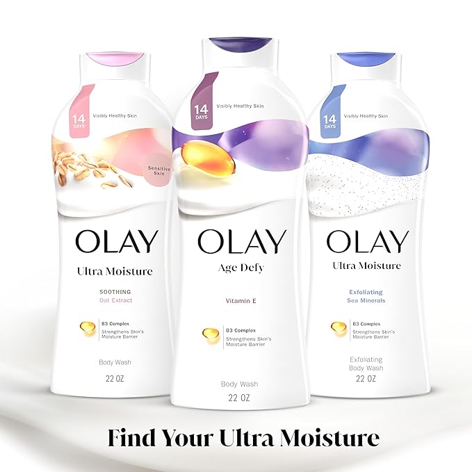 Olay Body Wash for Women, Age Defying with Vitamin E, 24hr Moisturizing, Hydrating & Refreshing, B3 Vitamin Complex, Free of Parabens & Phthalates, For All Skin Types, Scented, 22 fl oz (Pack of 2)