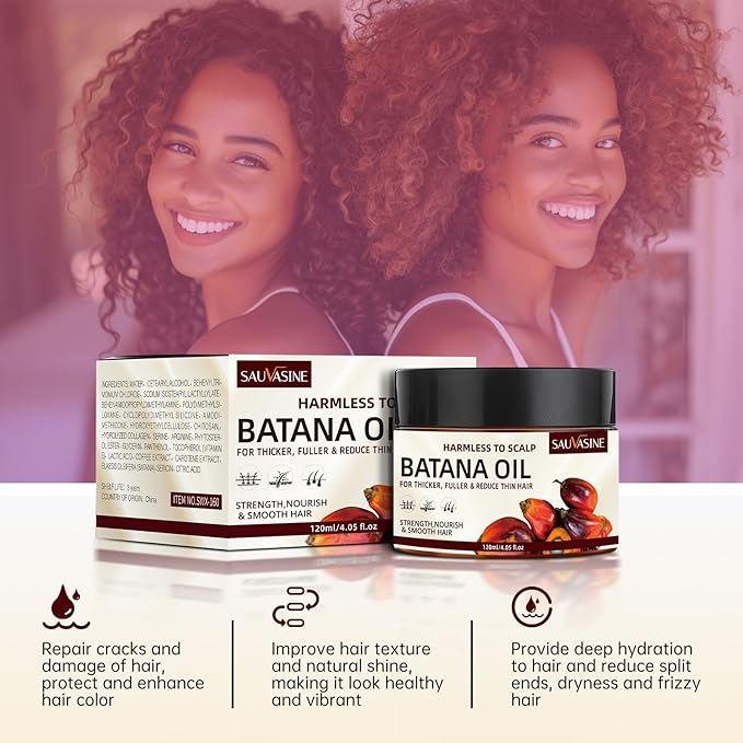 Lanthome Batana Oil for Hair Growth, Natural Dr. Sebi Hair Oil - Prevents Hair Loss, Eliminates Split Ends, Repairs Damaged Hair, Nourishes, for Men & Women- 120mL (4.05 Fl Oz)