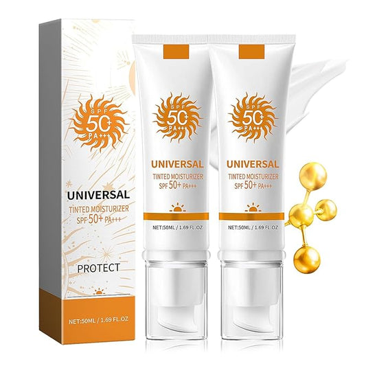 2Pcs Face Sunscreen Cream SPF 50+ PA+++,Moisturizing Sunscreen for Face,Long Lasting Refreshing Tinted Facial Moisturizer Sunblock for Women Men,Non-greasy Travel Size Facial Sun Screen Lotion B