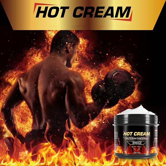 Hot Sweat Cream – Natural Workout Enhancer for Muscle Warm-Up & Skin Tightening – Supports Sweat & Circulation – for Women & Men – Belly, Thighs, Arms, 4fl.oz