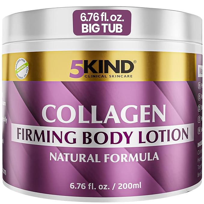 Collagen Cream 6.76 Fl Oz- Natural Collagen Body Lotion for Firmer & Conditioned Skin - Crepe Skin Firming Cream - Collagen Lotion for Women & Men - Crepey skin repair treatment by 5kind