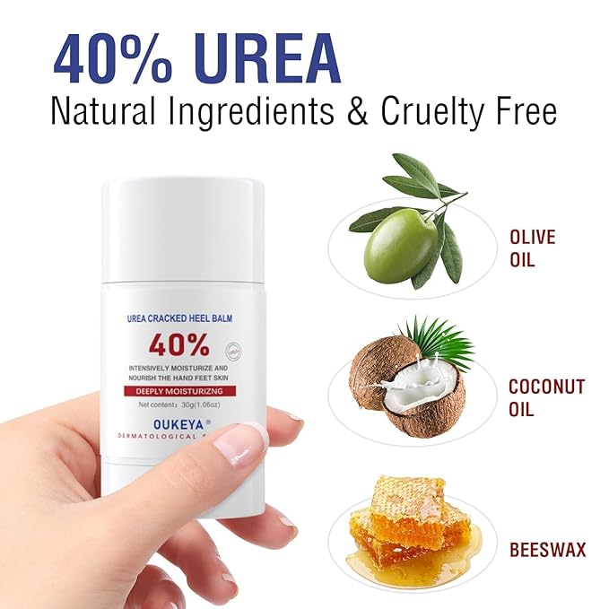 OUKEYA Urea Cream Stick 40 Percent,Heel Balm,Urea Hand Cream Stick and Foot Cream Stick for Dry Cracked,Cracked Heel Treatment.Urea Cream 40 Percent for Feet Maximum Strength（2 Pack）