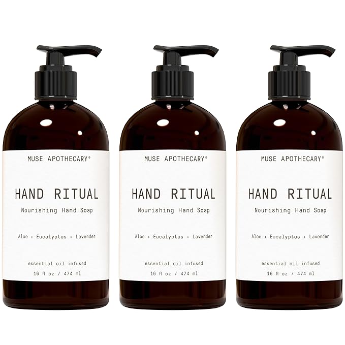 Muse Apothecary Hand Ritual - Aromatic and Nourishing Hand Soap, Infused with Natural Aromatherapy Essential Oils - USDA Certified Biobased - 16 oz, Aloe + Eucalyptus + Lavender, 3 Pack