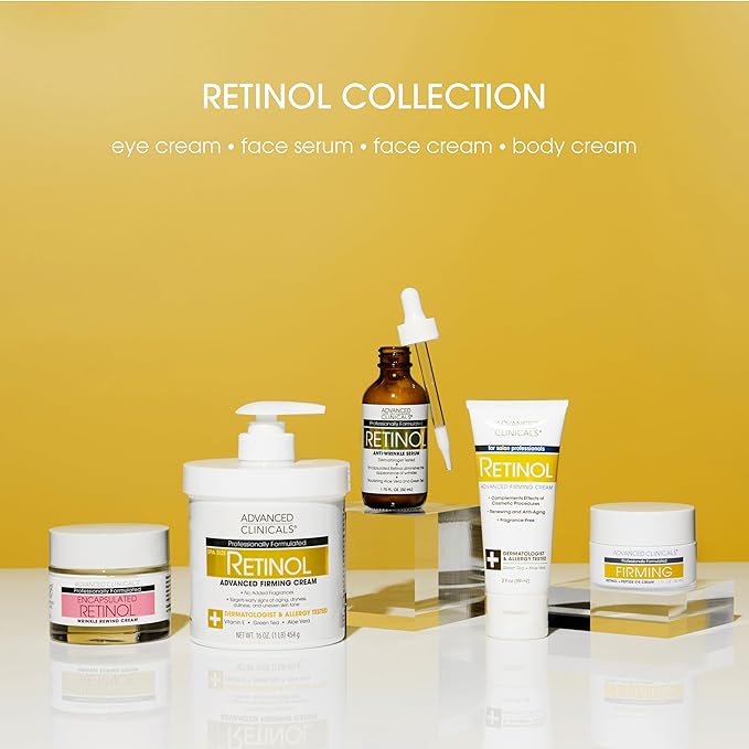 Advanced Clinicals Advanced Retinol Eye Balm + Peptides Face Moisturizer Cream | Visible Anti Aging Under Eyes Cream Improves Appearance Of Wrinkles, Fine Lines, Puffiness, & Dark Circles, 1 Fl Oz