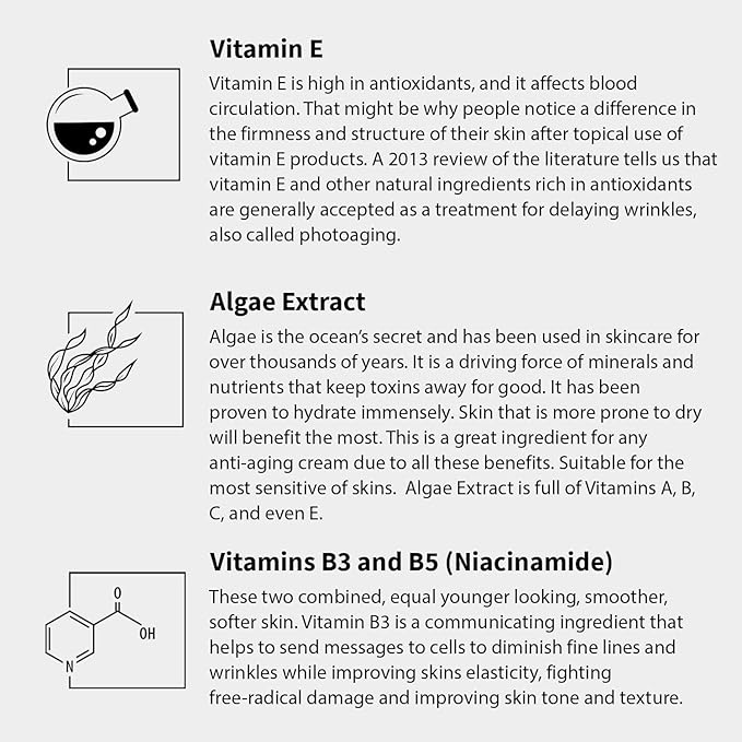 Gle for Wrinkles, Fine Lines and Aging Spots Anti-Aging Skincare Moisturizer with Vitamin E, Algae Extract and Vitamins B3 and B5