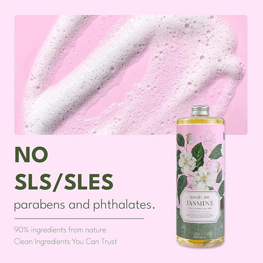 Natural Jasmine Foaming Hand Soap Refills 3-Pack (33.8 Fl Oz Each) with Dispenser - Plant-Based, Non-Toxic, Large Volume for Kitchen, Bathroom - Great Value Gift Set for Housewarming