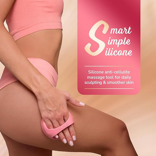 Anti-Cellulite Silicone Massager Brush - Deep Tissue Body Scrubber for Cellulite Remover, Skin Firming & Lymphatic Drainage - Exfoliating Massage Tool with Grip Handle for Legs & Body - Pink