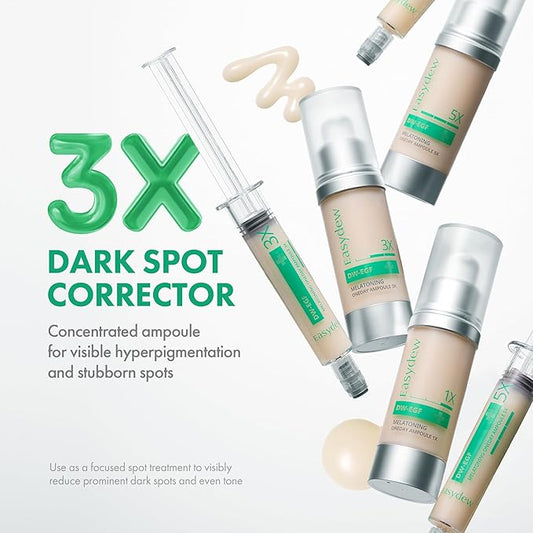 Easydew DW-EGF Melatoning Ampoule 3X - Hydrating Dark Spot Serum with Niacinamide & Glutathione for Uneven Skin - Fast Absorbing Day & Night Ampoule Korean Skin Care (Bottle 1.01 fl oz, EGF 3X)