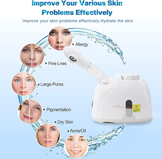 Facial Mist Steamer,YOKYAK Facial Steamers with 360° Rotatable Sprayer, Face Steamer for Facial Deep Cleaning, Hot Mist Humidifier Steam for Face Spa Sinuses Moisturizing, Homeuse or Salon