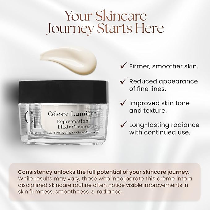 Rejuvenation Elixir - Luxurious Collagen Peptide Cream - Firming Face Cream with Bio-Sourced Peptides & Vitamins - Hydrating, Firming Rejuvenation Elixir Crème - 1.7 fl oz/50ml