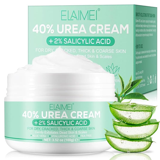 40% Urea Cream for Feet (3.52 oz), Foot Cream for Thick, Cracked, Rough, Dead & Dry Skin, Foot Lotion with 2% Salicylic Acid, Tea Tree , Aloe Vera, Moisturizer For Feet, Elbows, Hands & Knees