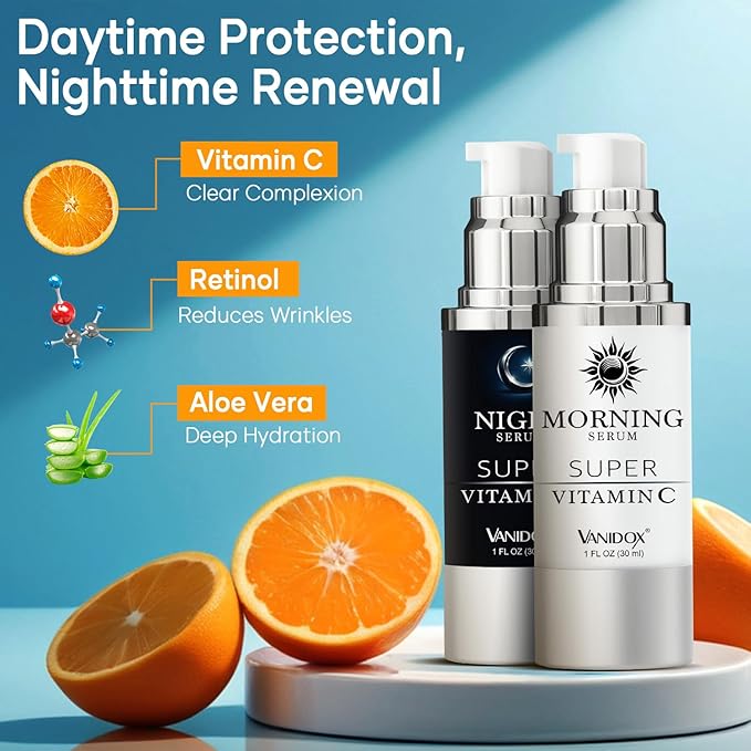Super Vitamin C Serum for Women Over 70, All-In-One Formula, Made in USA, Hydrates, Firms, Lifts, and Targets Wrinkles, Age Spots, and Fine Lines, Vitamin C Serum (1fl oz x 2)