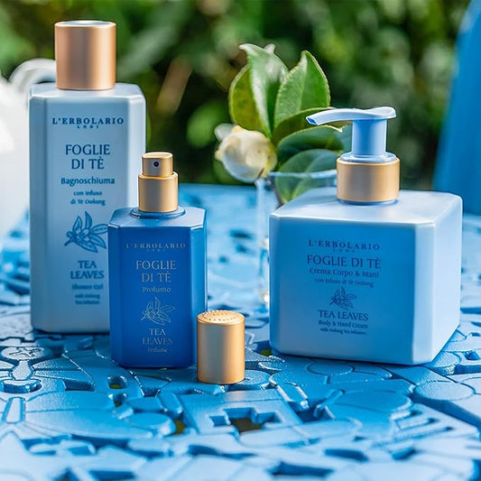 L'Erbolario Body and Hand Cream - Toning and Moisturizing Hand Lotion for Women and Men with Cocoa Butter - Citrus Floral Scent - Tea Leaves - 8.4 oz