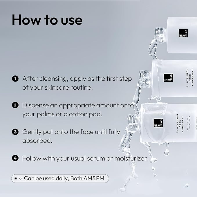 LAYERLAB Revitalizing Hyaluronic First Essence with PDRN & Peptides | Korean Skin Booster to Hydrate, Amplify Skincare Routine | 2% Triple Hyaluronic Acid Prep Essence for Face | 3.38 fl. oz.