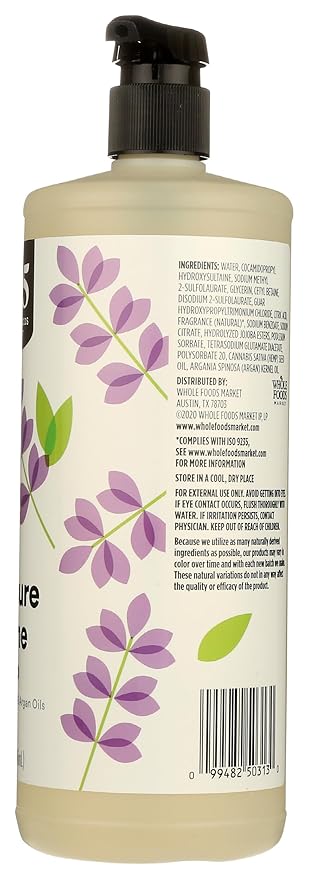 365 by Whole Foods Market, Moisture & Shine Shampoo with Hemp Seed & Argan Oil, Lavender Scent, 32 Fl Oz