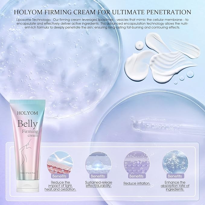 B Flat Belly Firming Cream for Stomach, Thighs & Butt, Premium Skin Tightening Cream, Body Lotion for Firmness and Moisturizer Lift,Women and men 4.2 Fl Oz