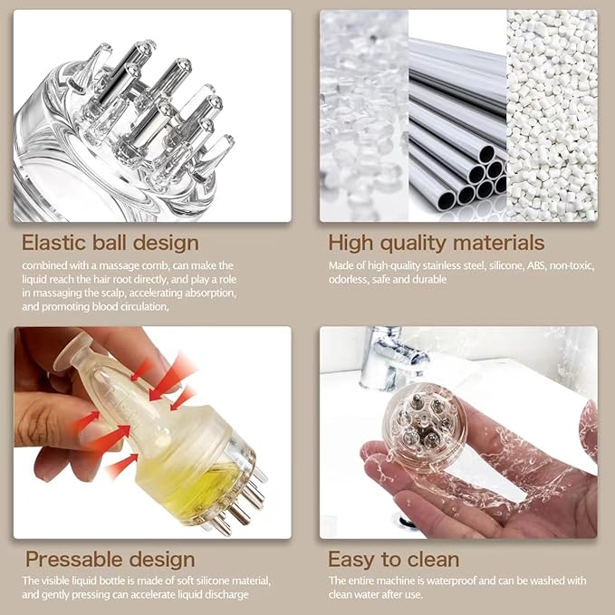 Scalp Massager Comb and Minoxidil Applicator Bottle for Hair Growth, Follicle Care and Thinning Hair Loss Treatment (White)