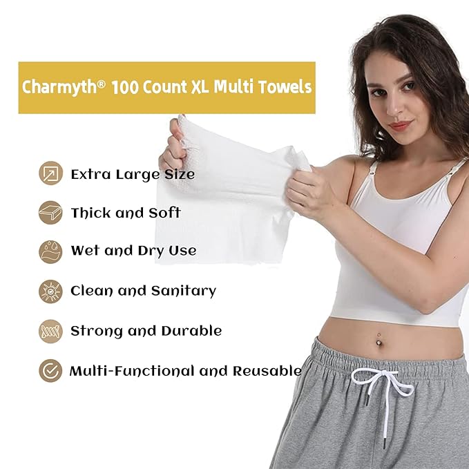 Disposable Face Towels XL 100 Count - Extra Thick Soft Makeup Remover Wipes for Sensitive Skin Degradable Facial Cleansing Towels