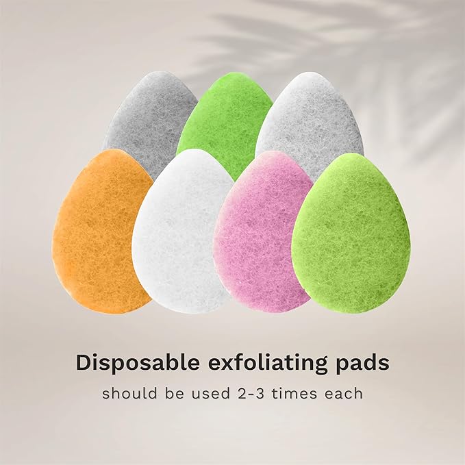 KOL Face Scrubber Pads, Charcoal Infused Exfoliating Facial Cleansing Sponges for Daily Face Wash and Makeup Removal, 6 Count