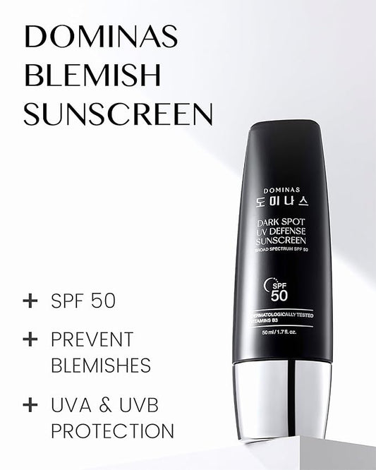 SPF 50 DOMINAS Sunscreen (Pack of 2, 1.7fl oz*2) - Korean Skin Care, UV Defense Sunblock, No White Cast, Non-Greasy, Hydrating, Lightweight Protection for Face & Body, Niacinamide, Sun Cream