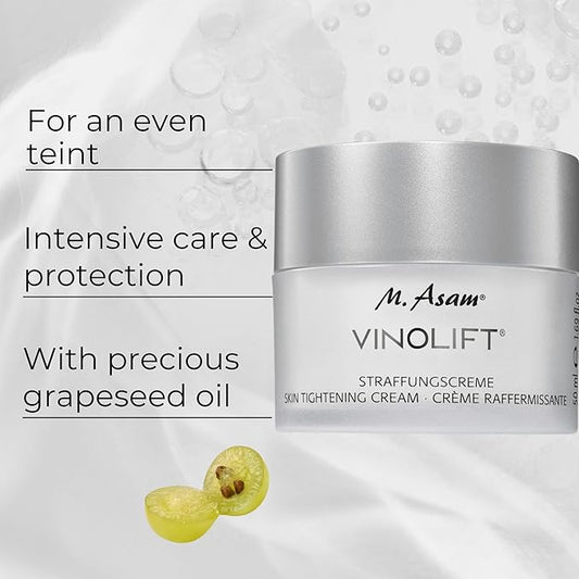 M. Asam VINOLIFT Skin Tightening Cream (1.69 Fl Oz) - Rich anti-aging firming face cream with lifting effect for demanding, mature & dry skin, facial care with resveratrol, OPC & grape seed oil
