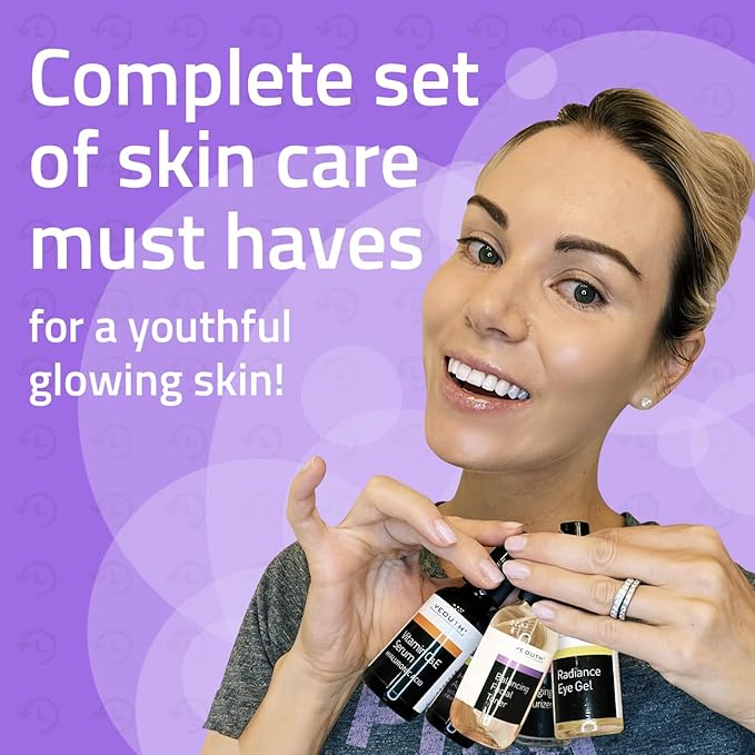 YEOUTH Skin Care Set: Hyaluronic Acid Serum for Face, Vitamin C Serum, Facial Toner, Under Eye Gel, Face Cream, Skin Care Kit for Women & Men 5-Piece
