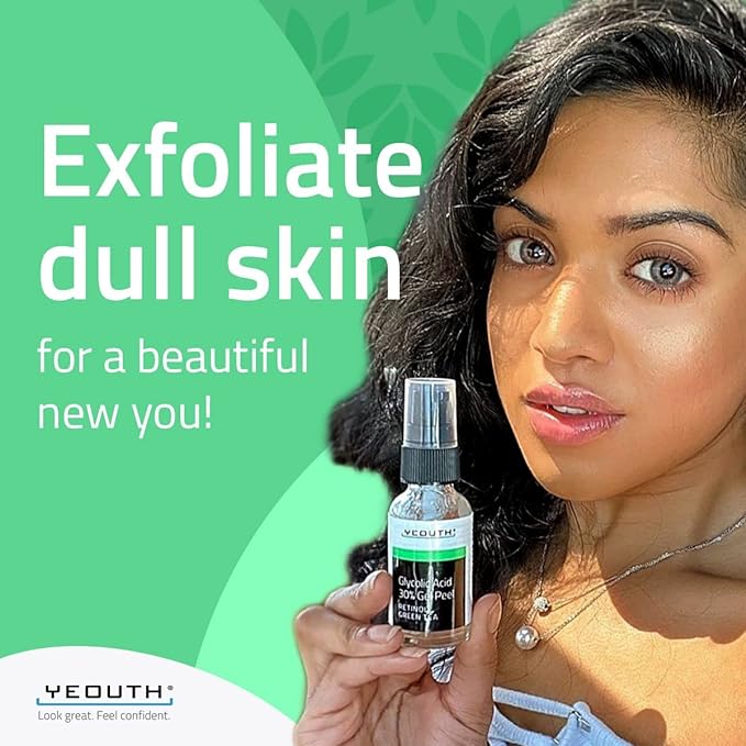 YEOUTH Glycolic Acid Peel for Face, At Home Chemical Exfoliator AHA 30% Glycolic Acid Face Peel with Retinol, Designed to Refresh and Smooth the Appearance of Skin 2oz