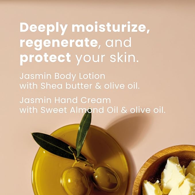 Panier des Sens - Travel Pouch Jasmine Gift Set - Shower Gel 3.3 fl oz + Body Lotion 3.3 fl oz + Hand Cream 1 fl oz - 97% Natural Ingredients - Made in France, Vegan Friendly Body Care