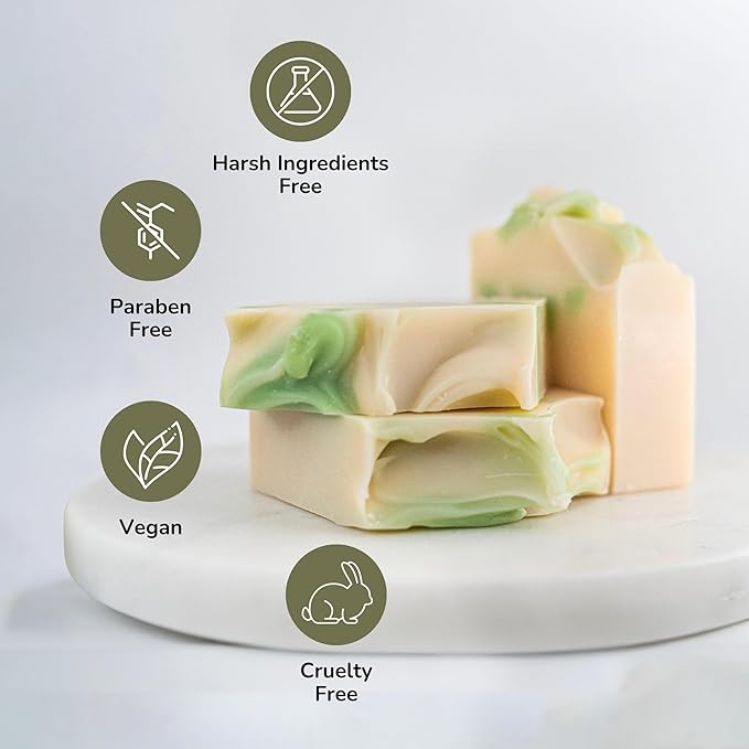 Handcraft Cold-Process Soap Bar, Bamboo Bergamot Scent (1 pack,) Handmade Body and Face Soap For Men And Women, Vegan, Cruelty Free, Made in USA, 4.2oz - Fresh Collection