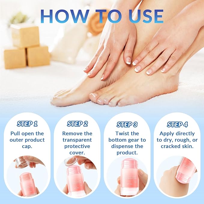 Anti Crack Foot Cream Stick, Crack Feet Prevention Stick, Foot Care Cream Roll On, Dead Skin Removal Moisturizer, Callus Remover For Dry Feet (Blue*2)