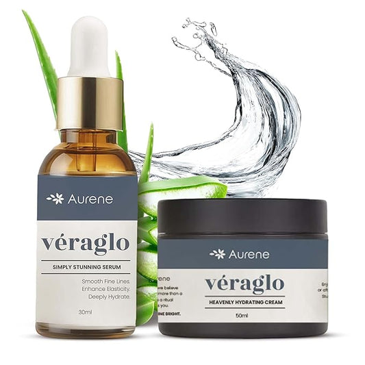 Véraglo Retinol Skin Booster Serum & Hydrating Moisturizer Face Cream Set – Anti Aging Serum and Moisturizer with Hyaluronic Acid & Collagen for Wrinkles, Fine Lines & Dark Circles