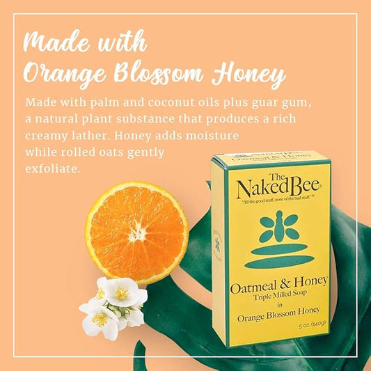 The Naked Bee Oatmeal & Honey Triple Milled Soap, 5 Ounce, 6 Pack, Orange Blossom Honey