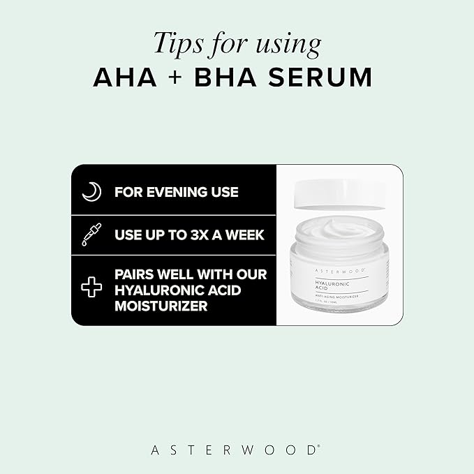 Asterwood Overnight Exfoliating Serum - AHA (Lactic Acid & Glycolic Acid) - BHA (Salicylic Acid) - Supports Improvement of Hyperpigmentation, Dark Spots - Fragrance-Free - 1 Fl Oz