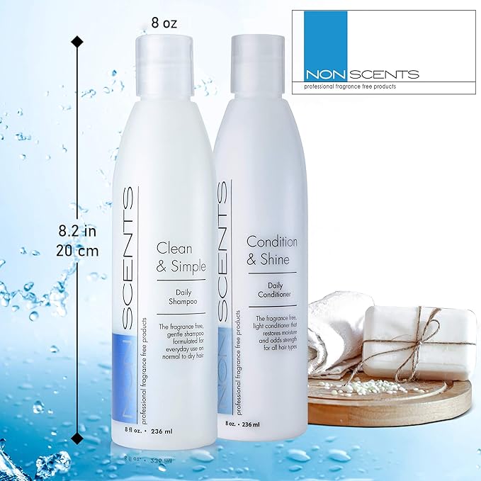 Nonscents - Fragrance Free Shampoo and Conditioner Set - Organic Formula - Hydrating Shampoo for Dry Hair, Moisturizing and Unscented Shampoo and Conditioner for All Hair Types | Made in USA