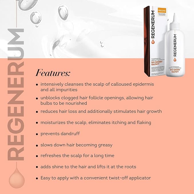 Regenerum - Trichology Line Enzymatic Scalp Peeling - Intensive Cleansing Formula with Bromelain, Acids, and Urea, Prevents hair Loss - 110ml