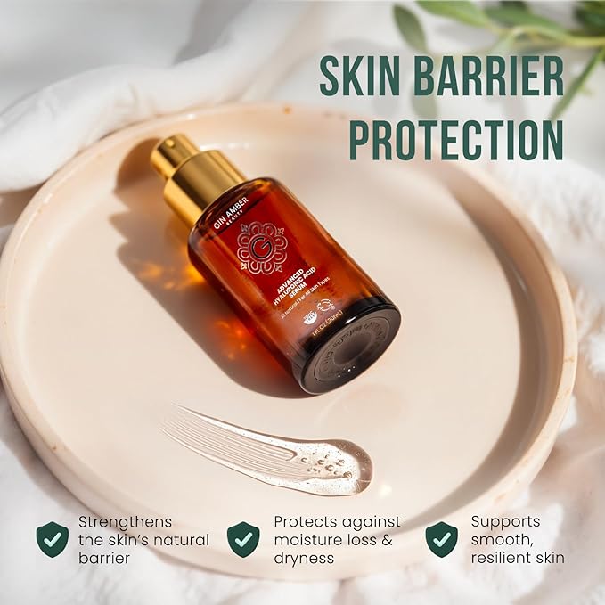 Gin Amber Beauty - Advanced Hyaluronic Acid Serum For Face - Hydrating Facial Serum - Face Serum Hyaluronic Acid (1 fl. oz, 30 ml)