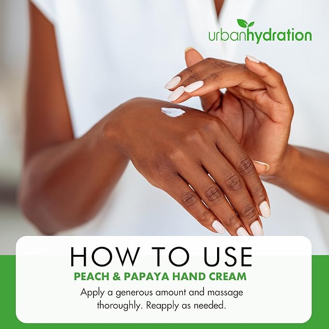 Urban Hydration Peach & Papaya Hand Cream, Hydrating & Moisturizing Hand Cream for Men and Women, Brighten & Glow Formula with Ceramides and Antioxidants, Sulfate-Free & for All Skin Types – 4 FL Oz