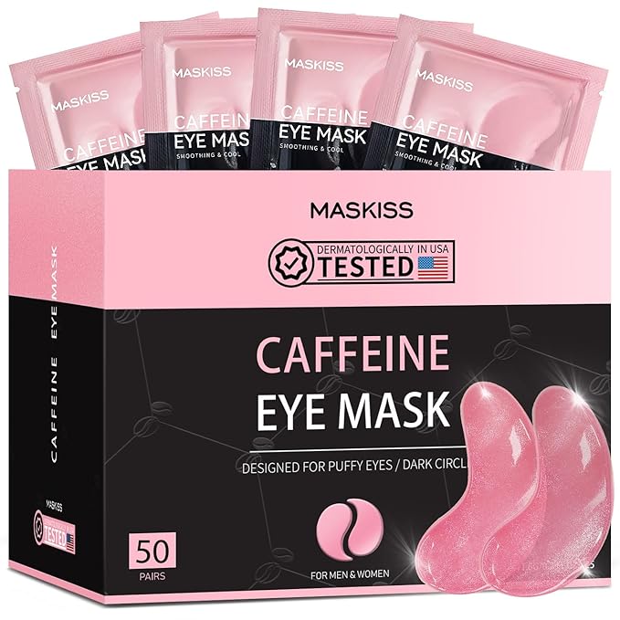 Under Eye Patches (50 Pairs), Caffeine Eye Masks for Dark Circles Puffy Eyes Undereye Bags, Collagen Eye Patches for Wrinkles and Puffiness, Skin Care Gift for Her