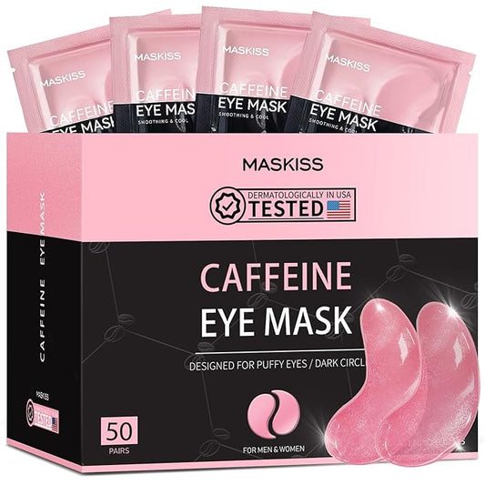 Under Eye Patches (50 Pairs), Caffeine Eye Masks for Dark Circles Puffy Eyes Undereye Bags, Collagen Eye Patches for Wrinkles and Puffiness, Skin Care Gift for Her