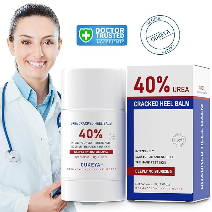 OUKEYA Urea Cream Stick 40 Percent,Heel Balm,Urea Hand Cream Stick and Foot Cream Stick for Dry Cracked,Cracked Heel Treatment.Urea Cream 40 Percent for Feet Maximum Strength（2 Pack）